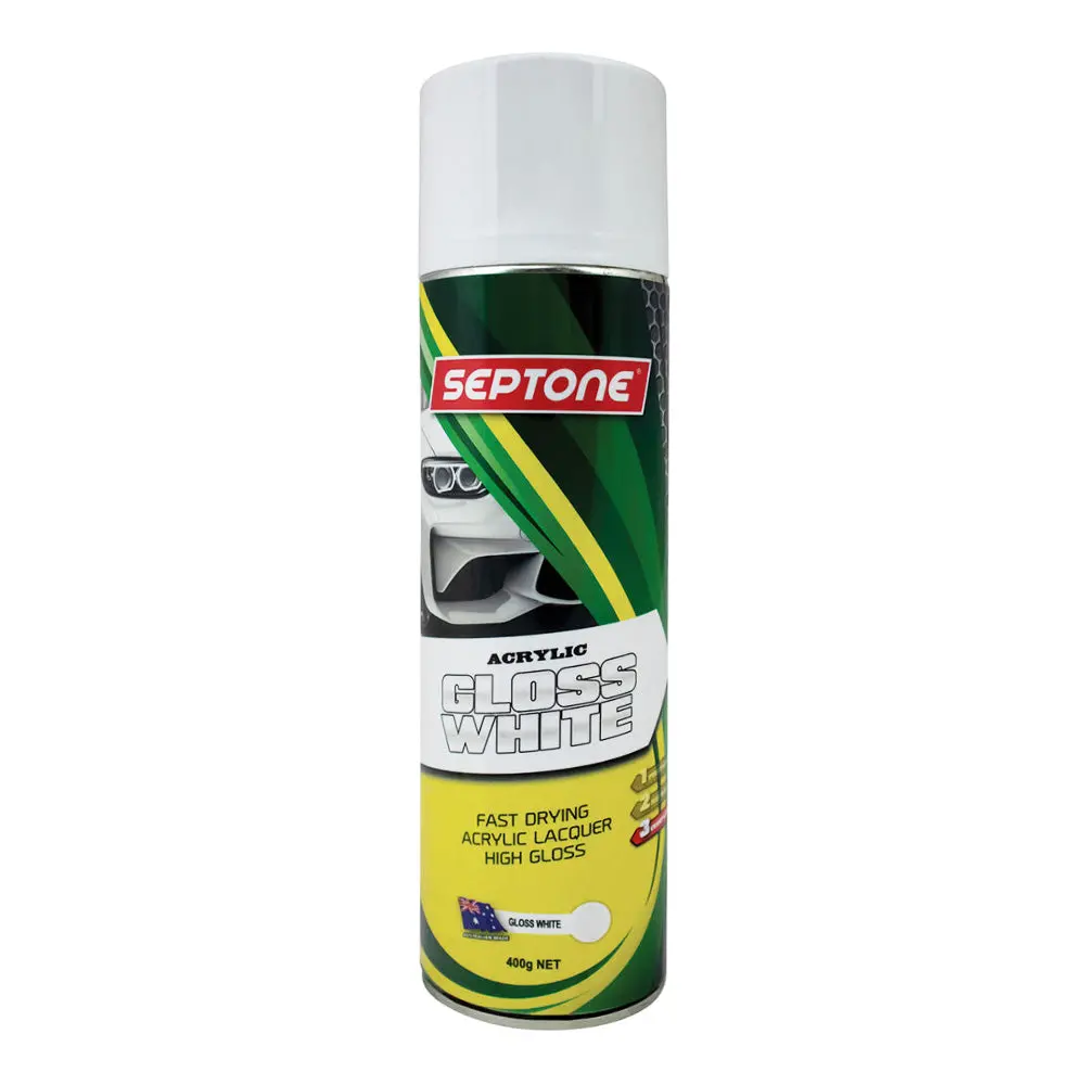 Septone Automotive Gloss Acrylic Lacquer Spray Paint 400G Aerosol White 1