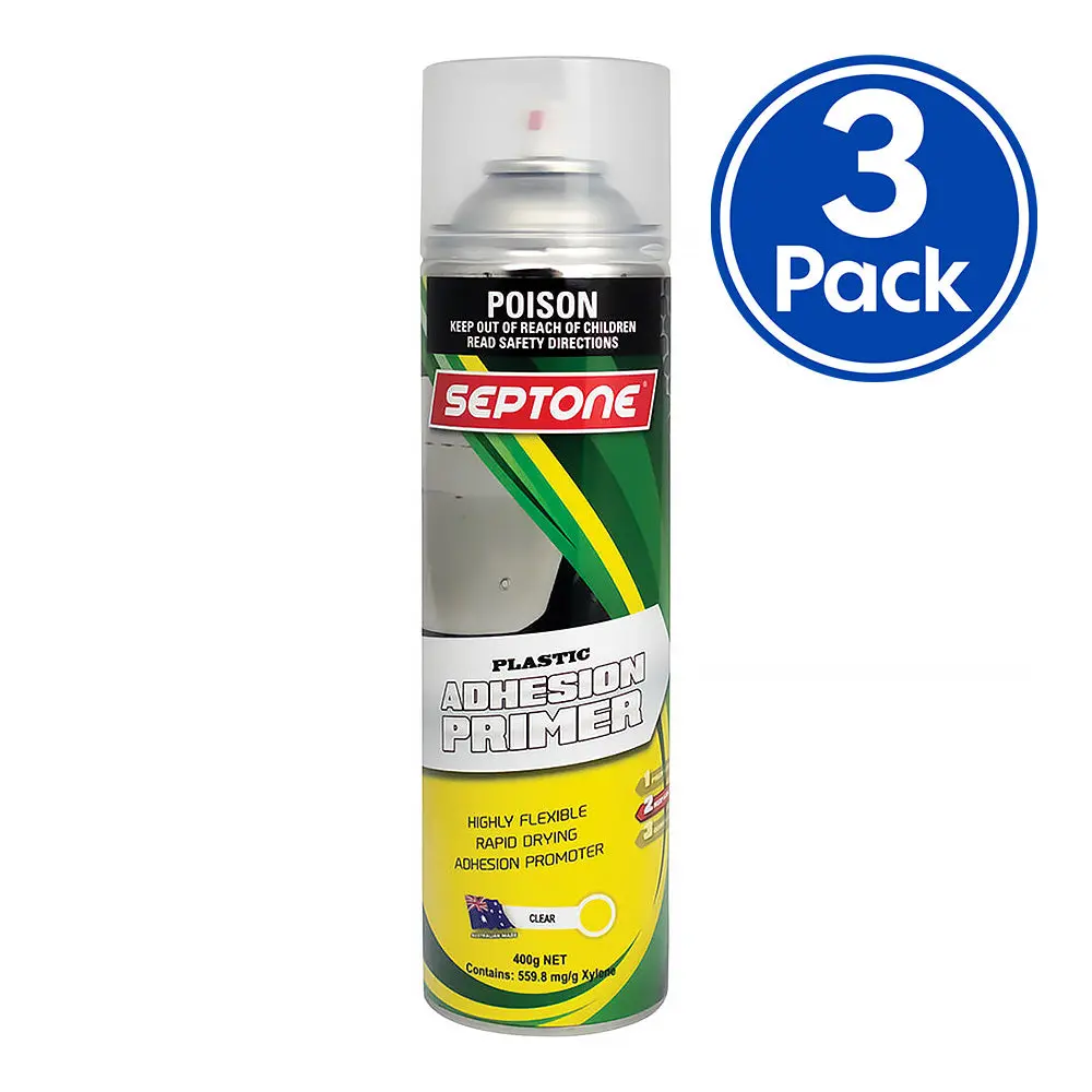 Septone Automotive Plastic Primer Adhesion Promotor Spray 400G Aerosol Clear X 3 Pack 1
