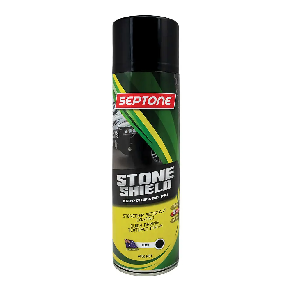 Septone Stoneshield Solvent Based Elasticised Coating 400G Aerosol Black 1