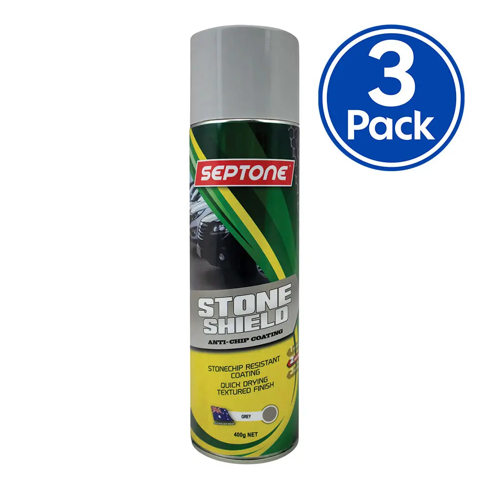 Septone Stoneshield Solvent Based Elasticised Coating 400G Aerosol Grey X 3 Pack 1