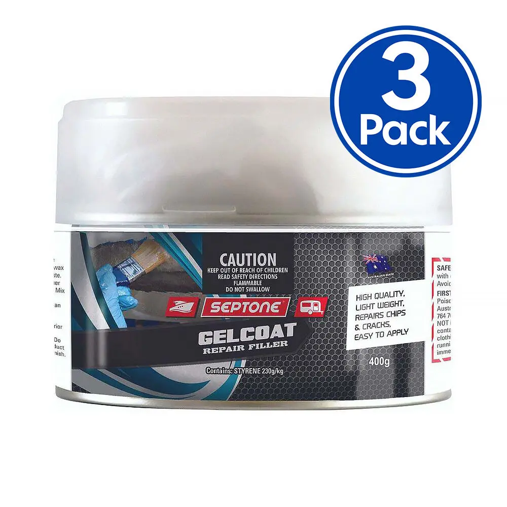 Septone Boat Care Marine Gelcoat Repair Body Filler 400G With Hardener X 3 Pack 1