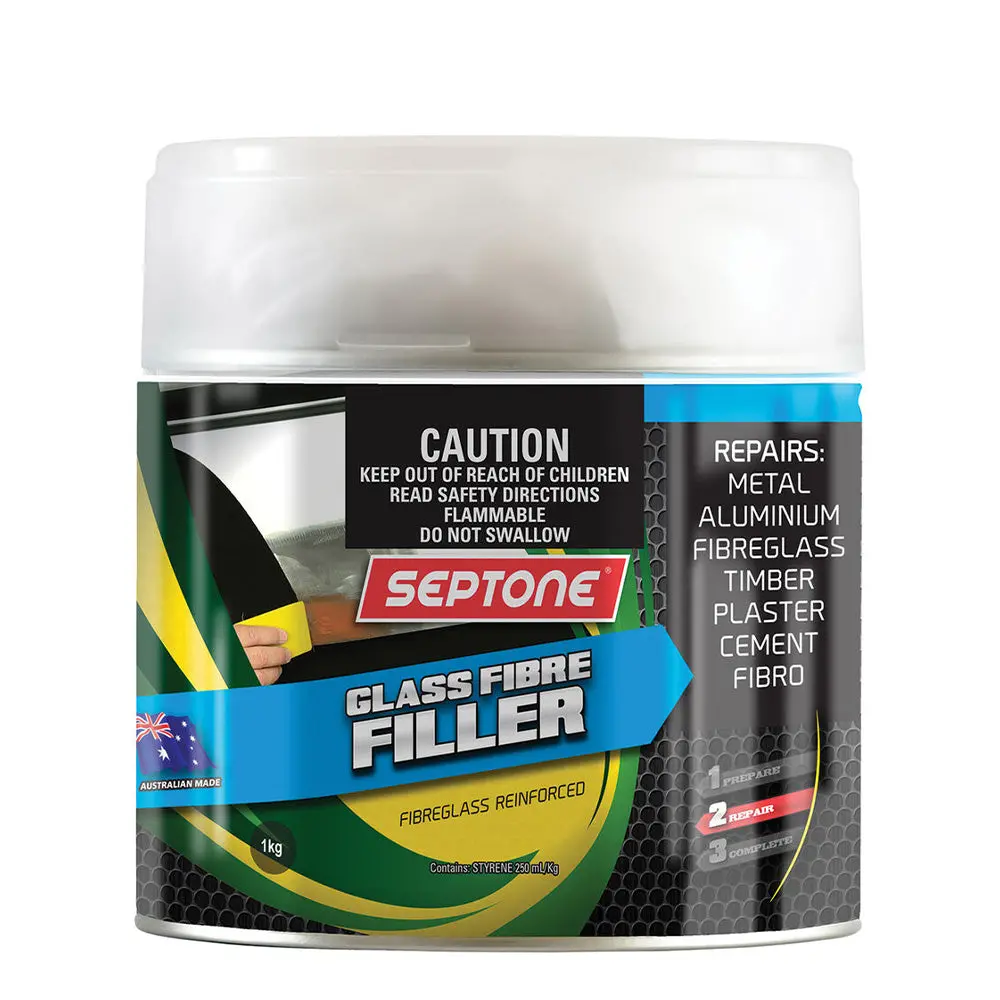Septone Glass Fibre Reinforced Polyester Filler Putty Bog With Hardener 1Kg 1