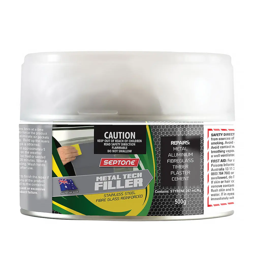 Septone Metal Tech Filler 500G Stainless Steel And Fiberglass Reinforced Bog 1
