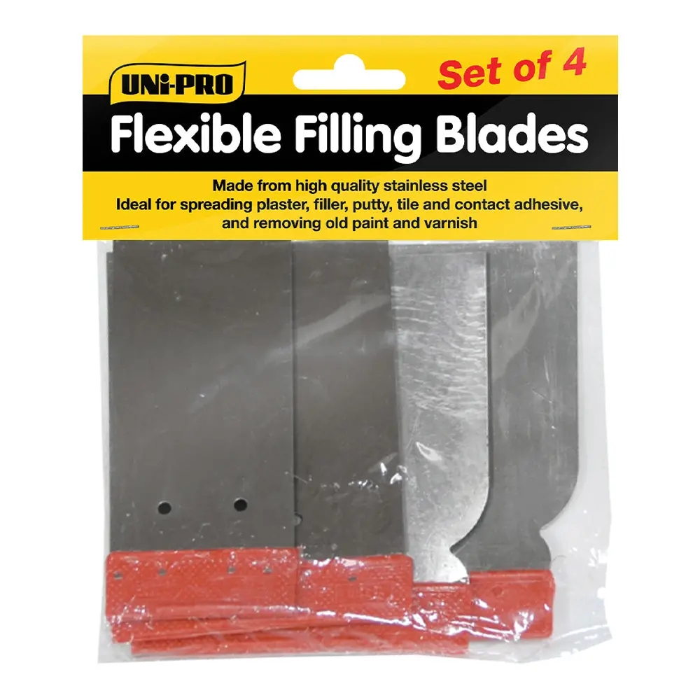 Uni-Pro 4 Piece Filling Scraper Set Bog Putty Filler Flexible Applicator 1