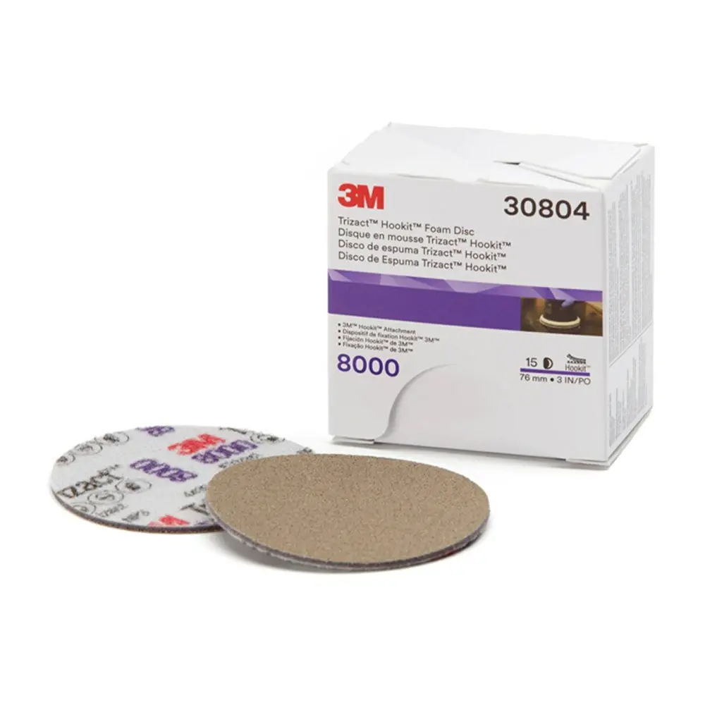 3M 30804 Trizact Hookit Foam Sanding Disc 75Mm 3" 8000 Grit X 15 Pack Box 1