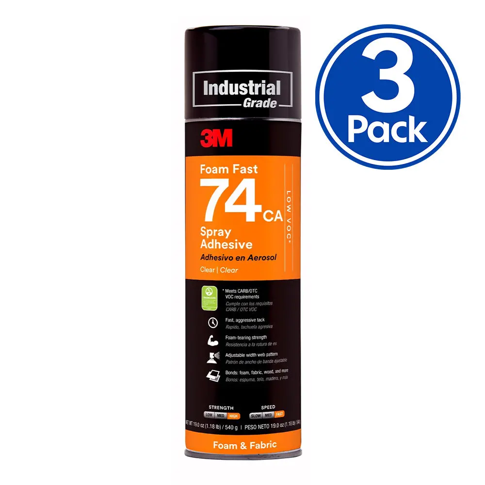 3M Foam Fast 74 Spray Adhesive Upholstery 540G Instant Bonding Orange X 3 Pack 1