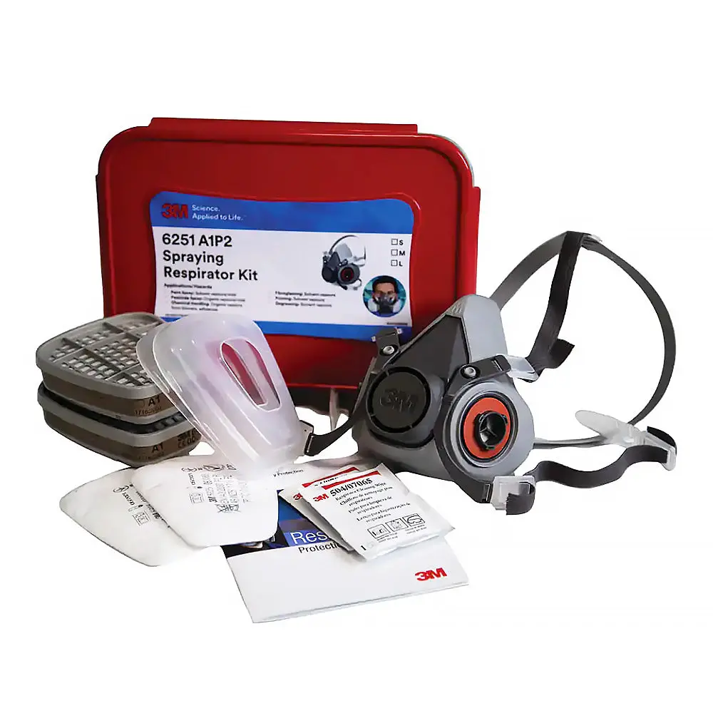 3M 6251 Spraying Respirator Starter Kit Medium Half Face 6000 Series Mask Paint 1