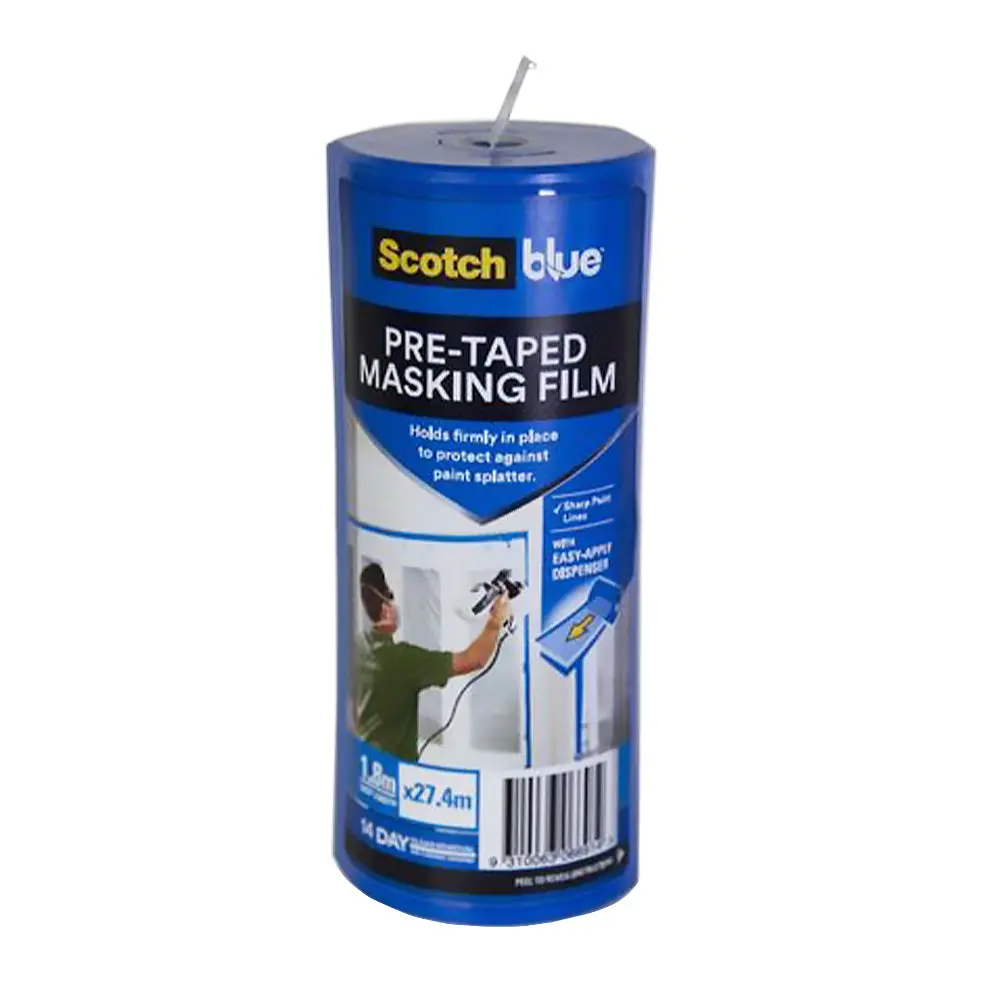 3M Scotch Blue Painters Pre-Taped Masking Film Dispenser 1.8M X 27.4M 1