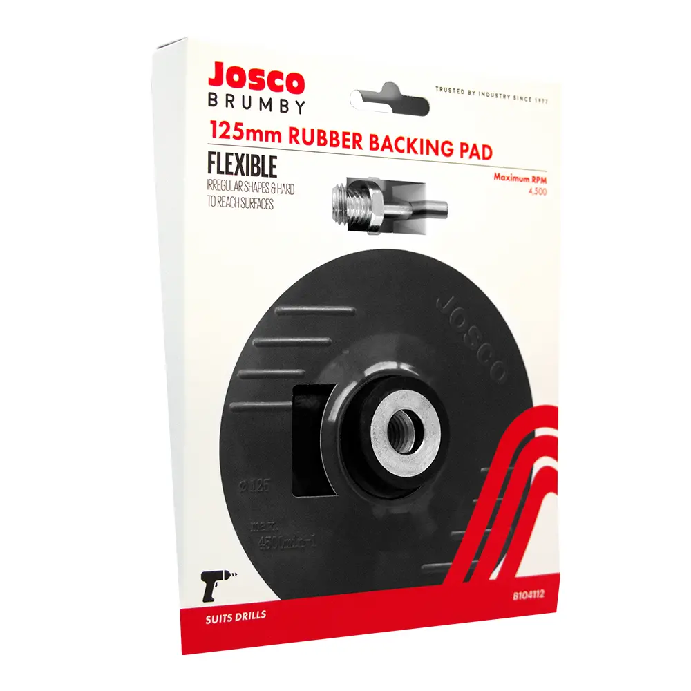 Josco Brumby 125Mm Rubber Backing Pad M14 With Drill Adaptor For Fibre Discs 1