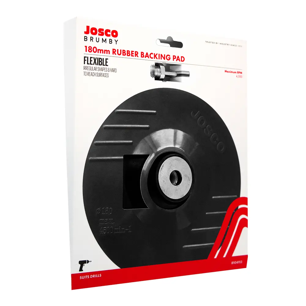 Josco Brumby 180Mm Rubber Backing Pad M14 With Drill Adaptor For Fibre Discs 1