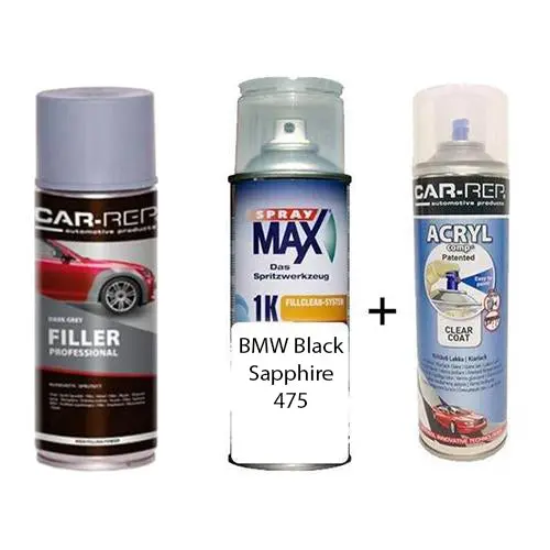 Auto Touch Up Paint Bmw Black Sapphire 475 1K Plus 1K Clear Coat & Primer 1