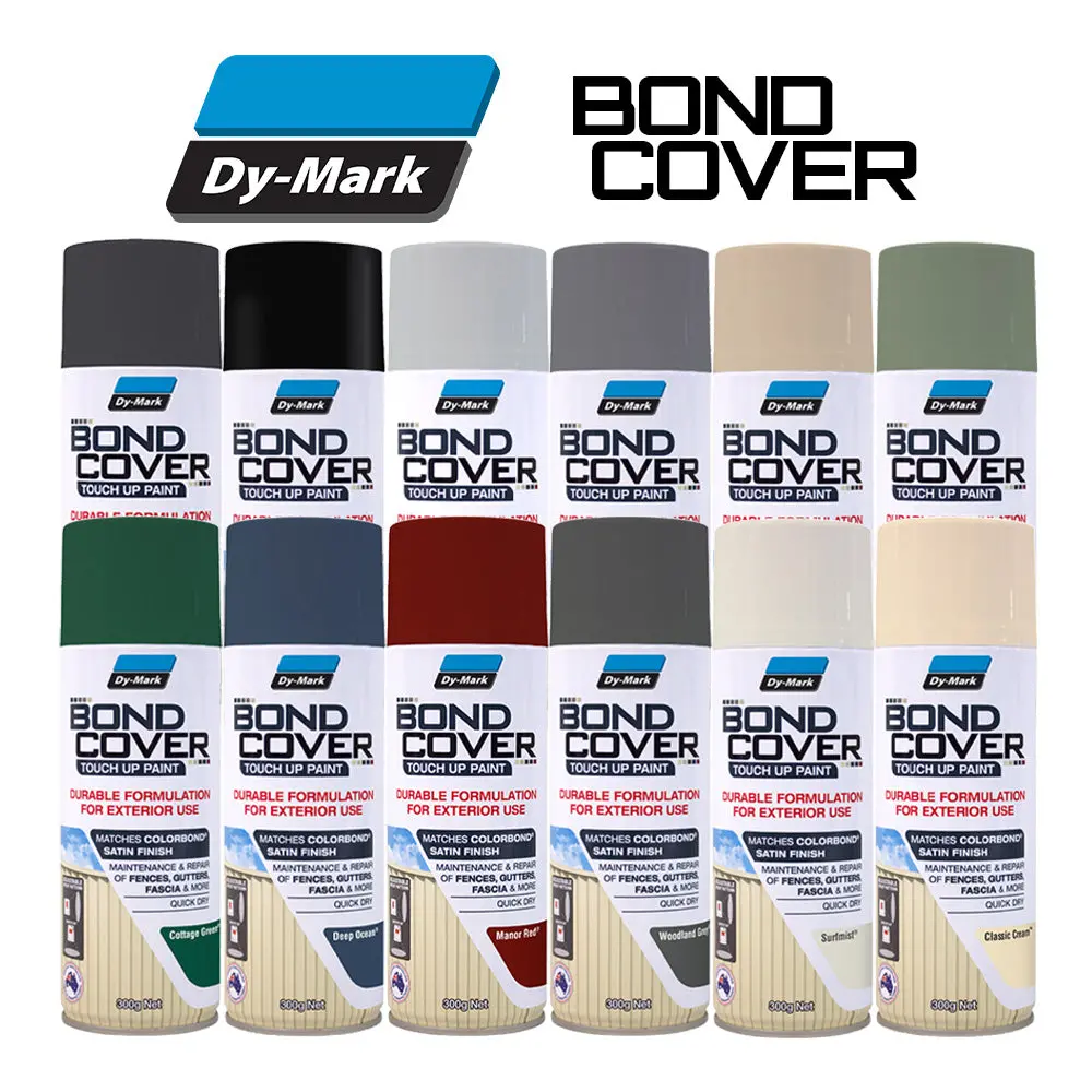 Dy-Mark Bondcover 300G 12 Colours Aerosol Colorbond Satin Finish Touch Up Spray 1