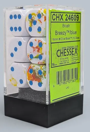 Dice: 12X D6: 16 Mm: Brush: Breezy / Blue 1