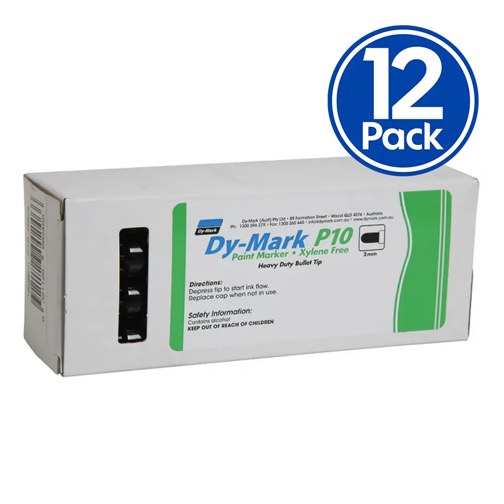 Dy-Mark Paint Marker P10 Heavy Duty Bullet Tip Black 2Mm X 12 Pack 1
