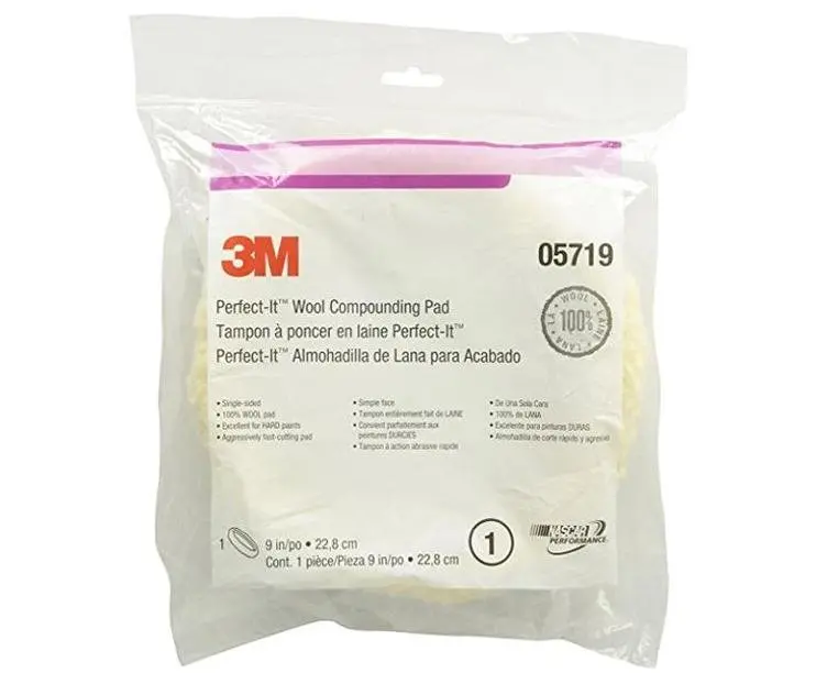 3M Perfect-It 100% Wool Buffing Compounding Pad Single Sided 05719 8Inch 1