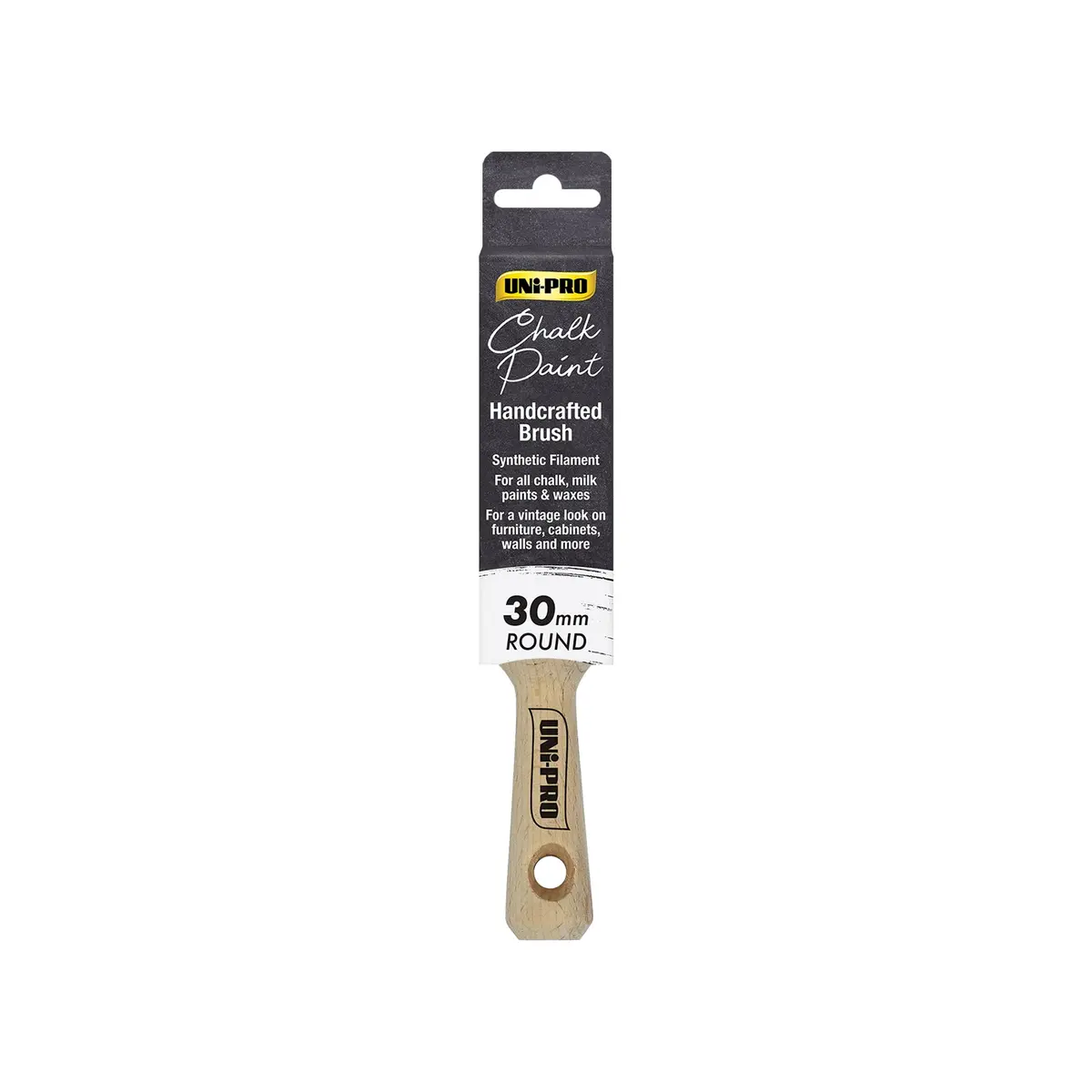 Uni-Pro Chalk Brush 30Mm Round Chalk Paint Furniture Brush 1
