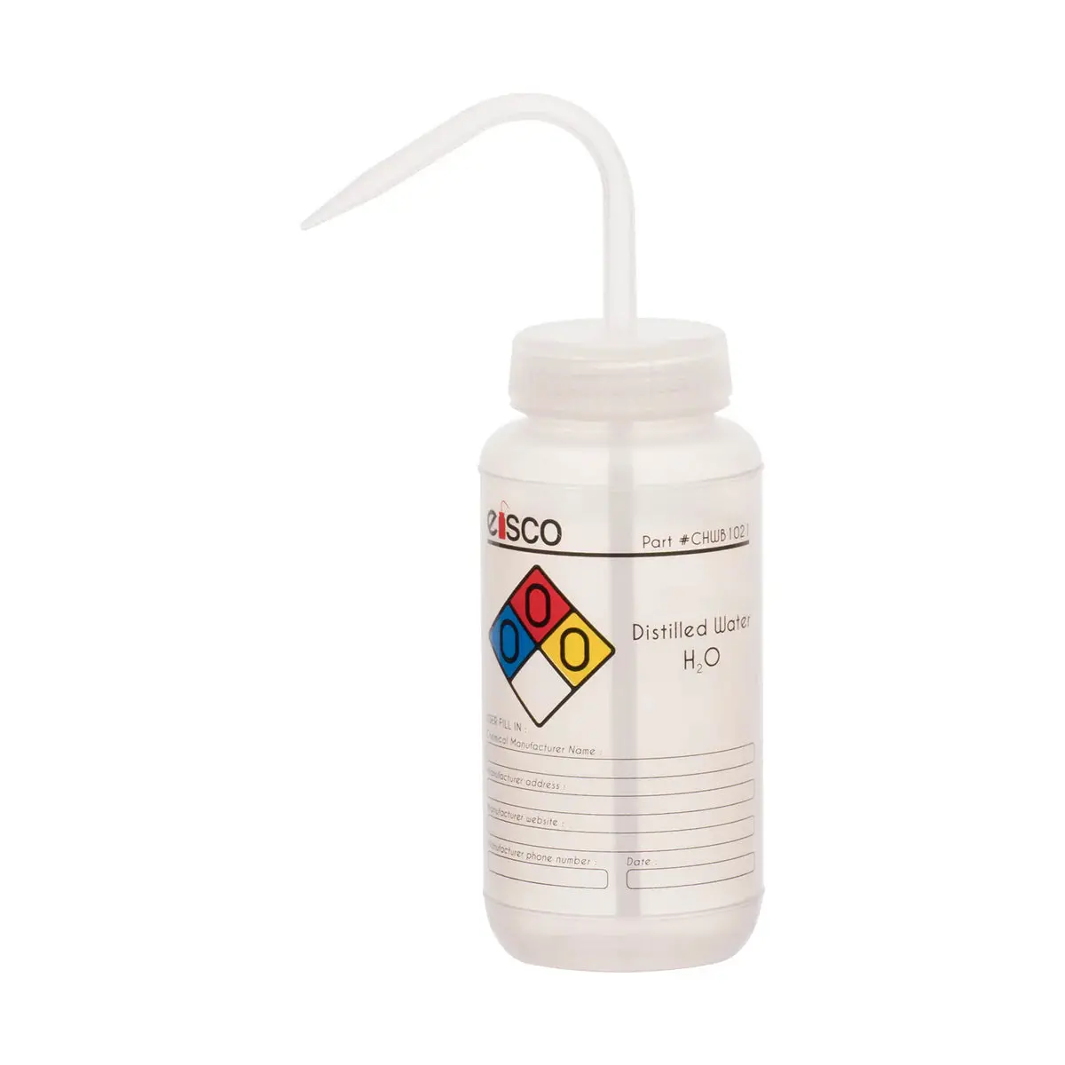 Wash Bottle, Safety Labeled, "Distilled Water", 500 Ml 1