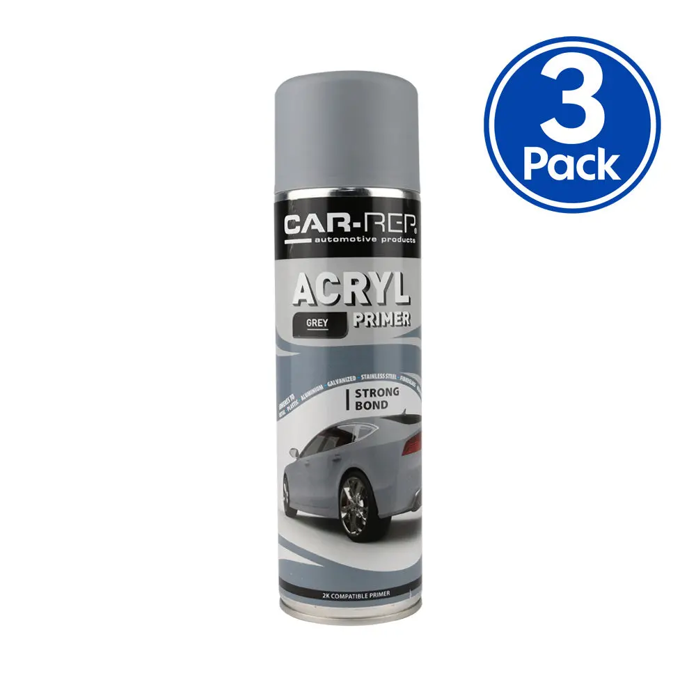 Car-Rep Acrylic Automotive Primer 500Ml Grey X 3 Pack 1