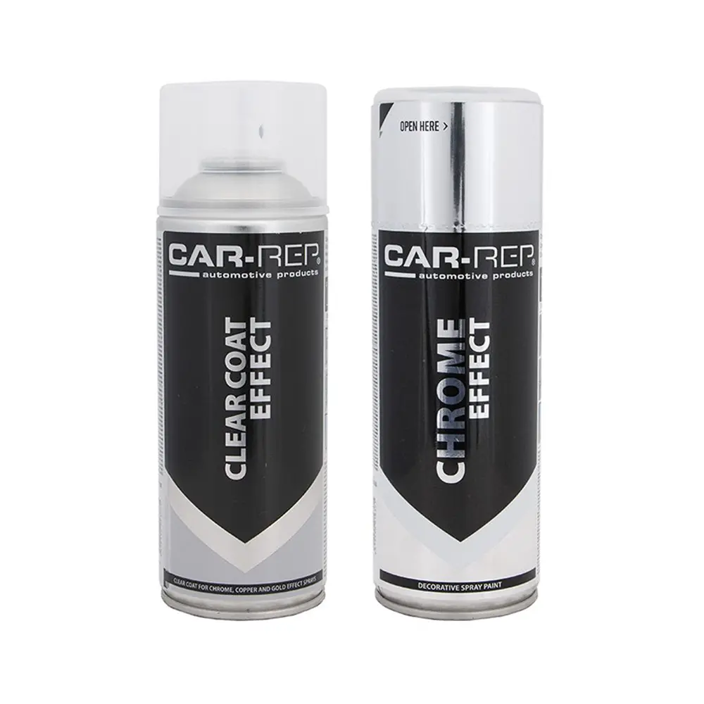 Car-Rep Effect Acrylic Indoor Paint 400Ml Chrome + Clear Bundle 1