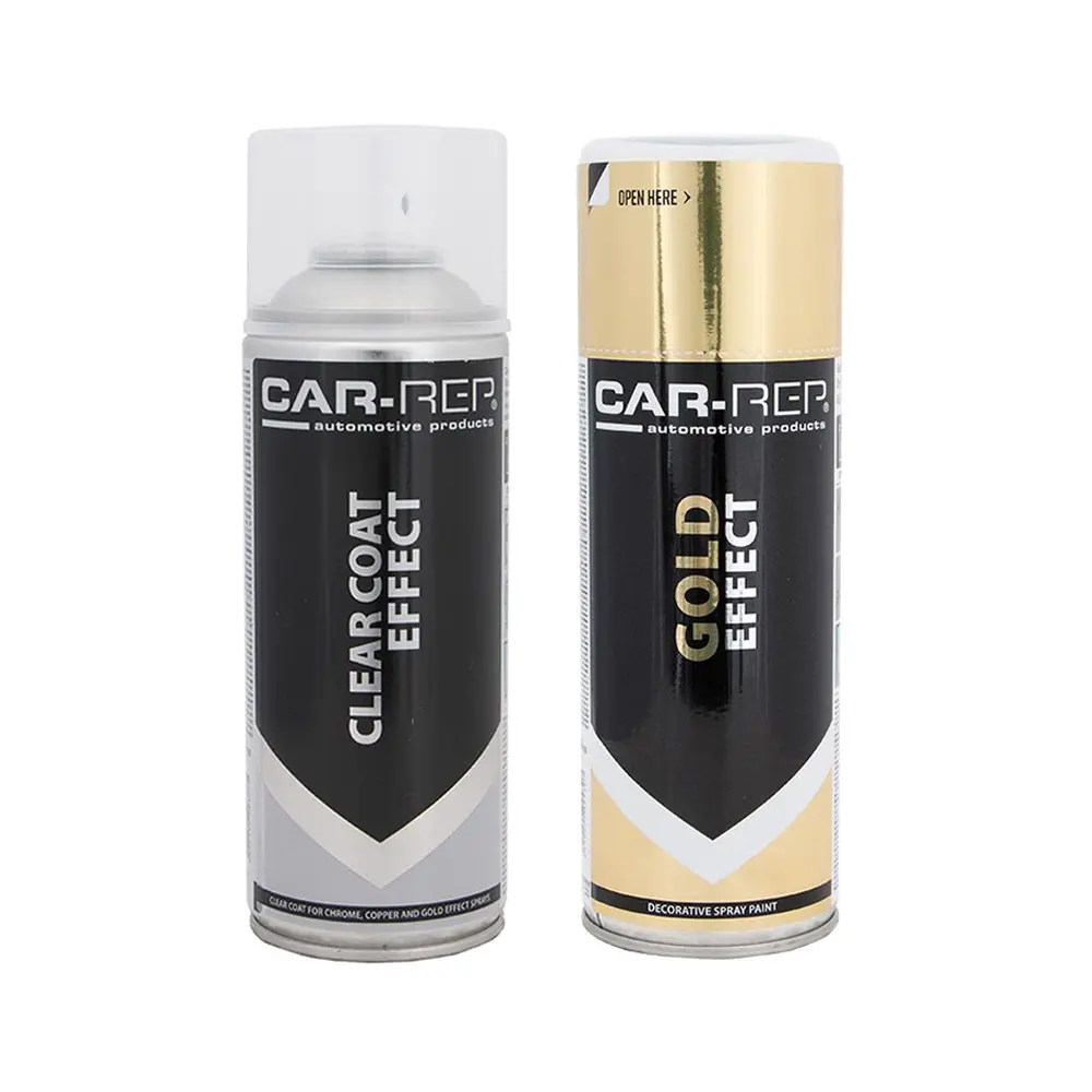 Car-Rep Effect Acrylic Indoor Paint 400Ml Gold + Clear Bundle 1