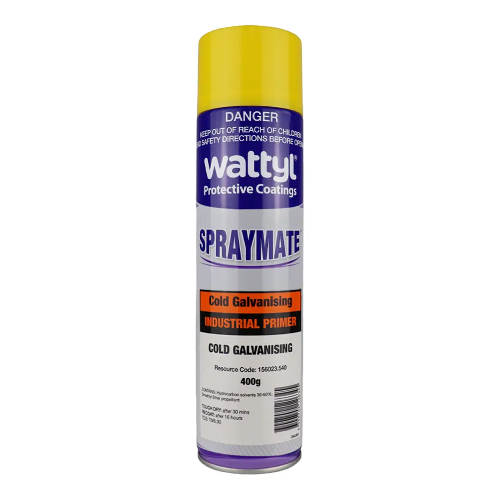 Wattyl Spraymate Industrial Cold Galvanising 1K Zinc Rich Metal Primer 400G Aerosol Grey 1