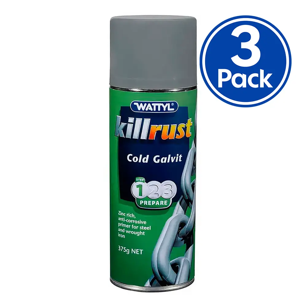 Wattyl Killrust Cold Galvit Galvanising Aerosol Grey 375G Corrosion Protection X 3 Pack 1