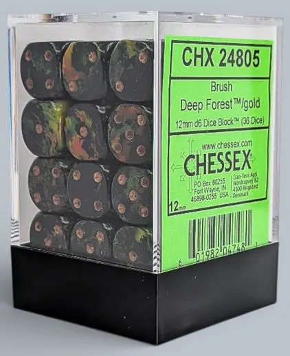 Dice: 36X D6: Brush: Deep Forest / Gold 1