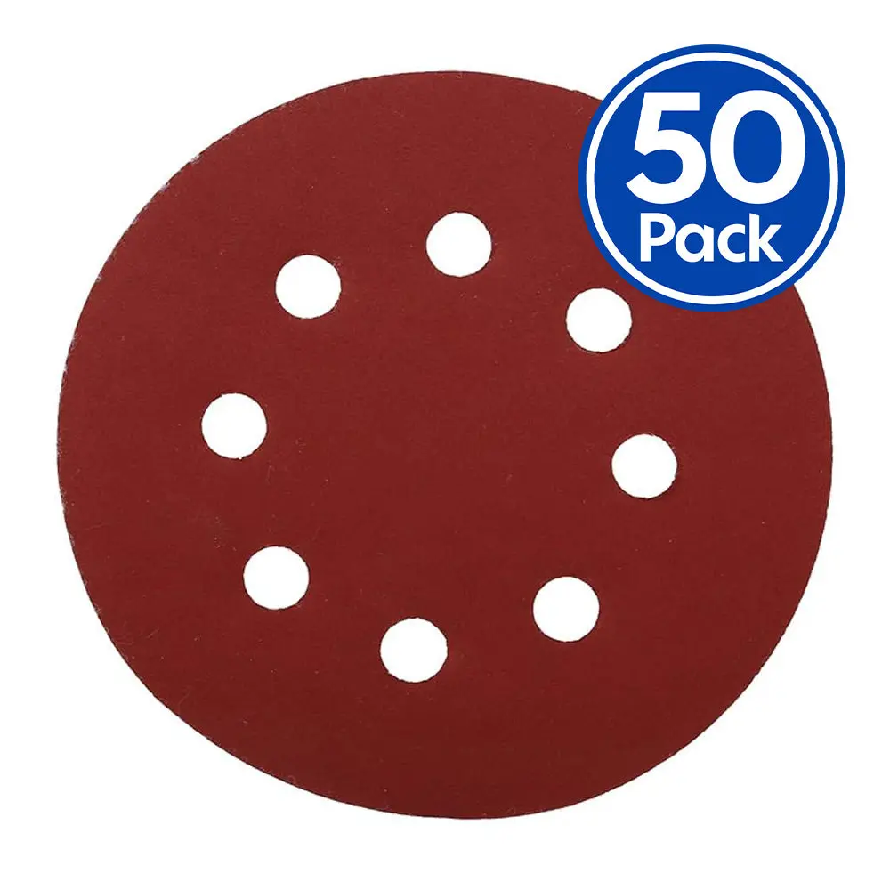 Sandpaper Discs P80 115Mm Grit Hook & Loop 8 Hole X 50 Pack 4 1/2In 1