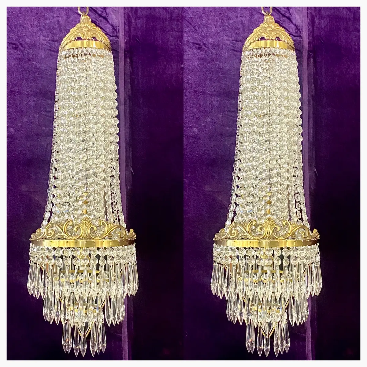 Delos Custom Made Brass & Crystal Neoclassical Sconces - Sold 1