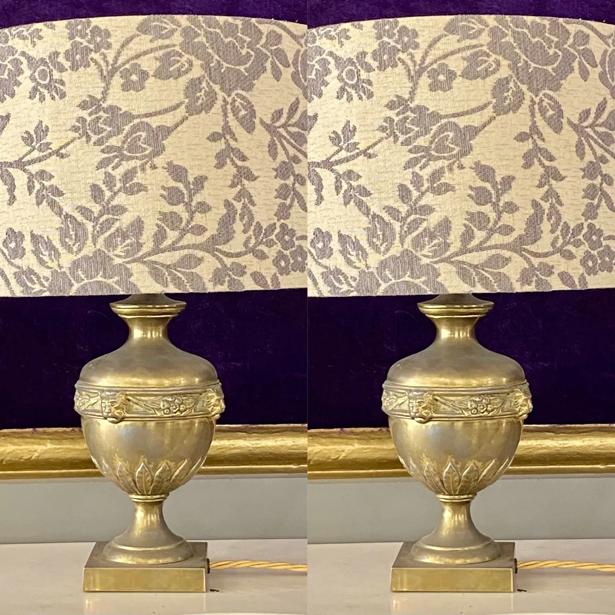 Pair Antique Brass Table Lamps - Sold 1