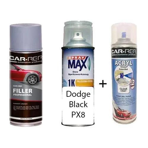 Auto Touch Up Paint Dodge Black Px8 1K Plus 1K Clear Coat & Primer 1
