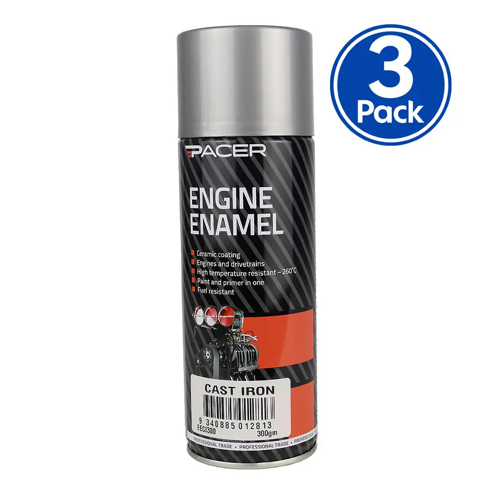 Pacer Engine Enamel Cast Iron 300Gm Aerosol High Temperature Spray Paint X3 1