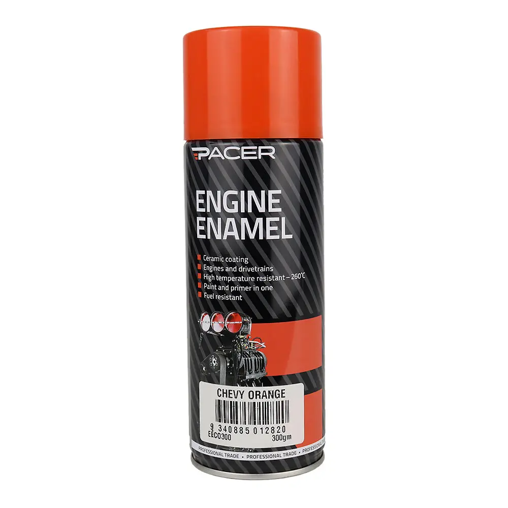 Pacer Engine Enamel Chevy Orange 300Gm Aerosol High Temperature Spray Paint 1
