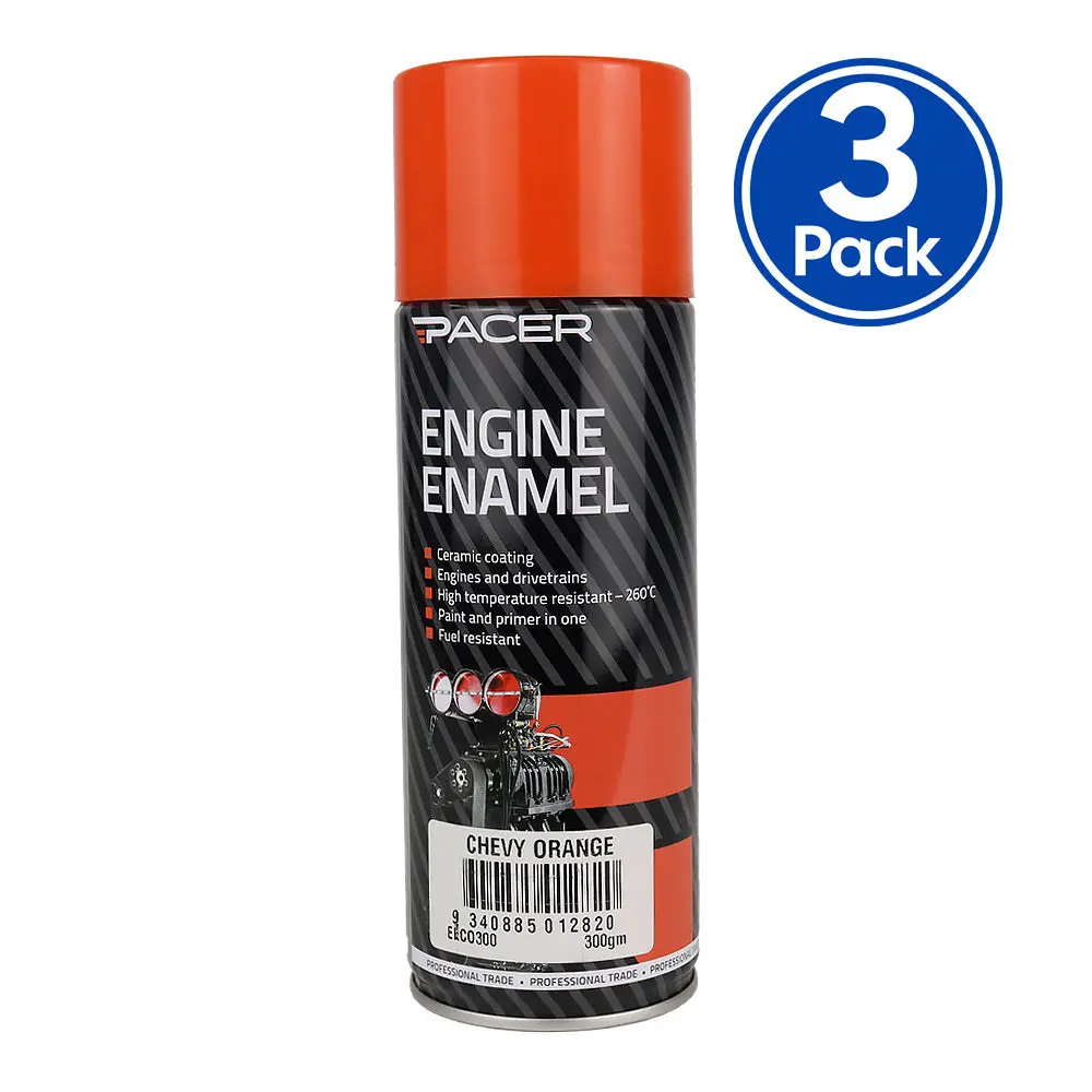 Pacer Engine Enamel Chevy Orange 300Gm Aerosol High Temperature Spray Paint X3 1