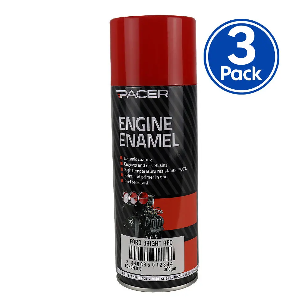 Pacer Engine Enamel Ford Bright Red 300Gm Aerosol High Temperature Spray Paint X3 1