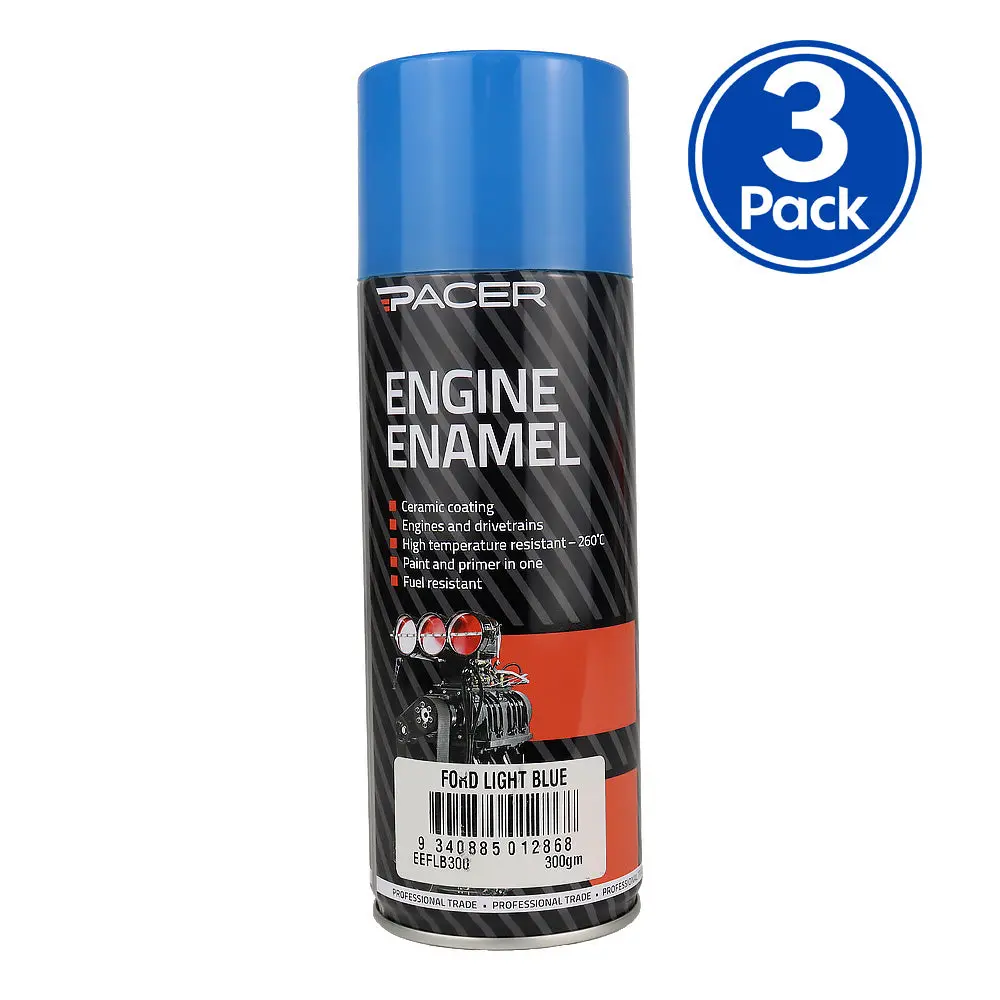 Pacer Engine Enamel Ford Light Blue 300Gm Aerosol High Temperature Spray Paint X3 1