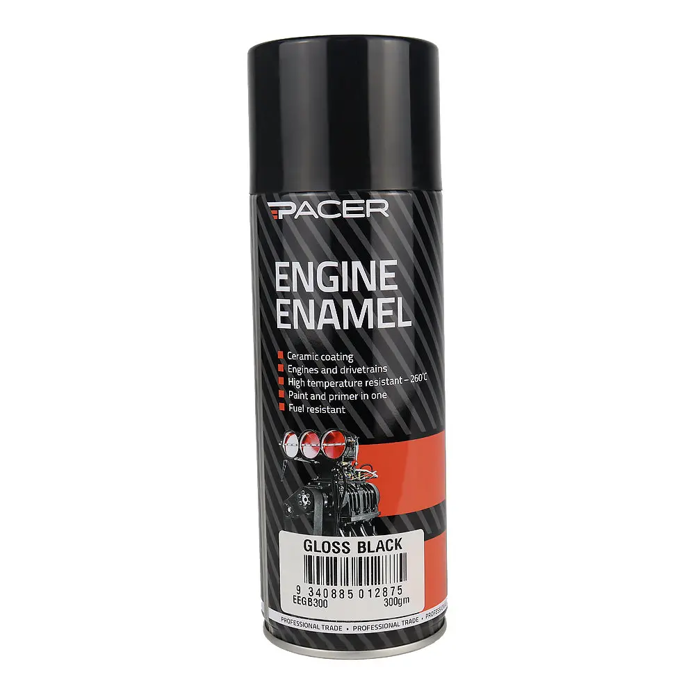 Pacer Engine Enamel Gloss Black 300Gm Aerosol High Temperature Spray Paint 1