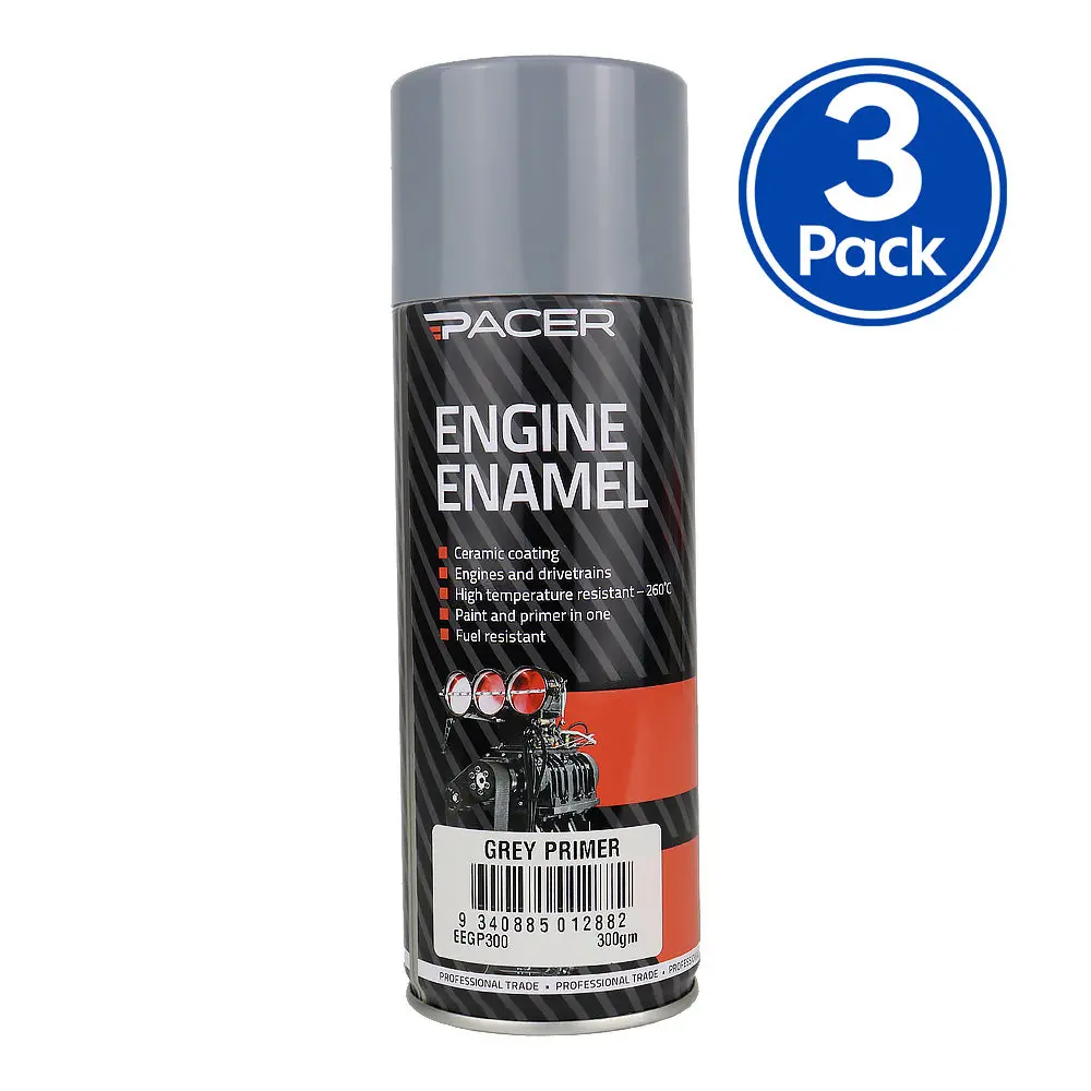 Pacer Engine Enamel Grey Primer 300Gm Aerosol High Temperature Spray Paint X3 1