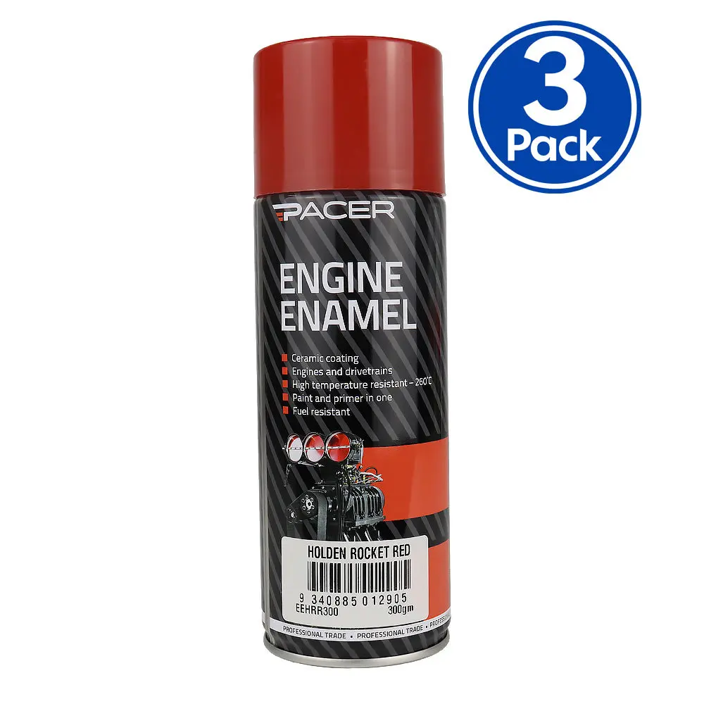 Pacer Engine Enamel Holden Rocket Red 300Gm Aerosol High Temperature Spray Paint X3 1