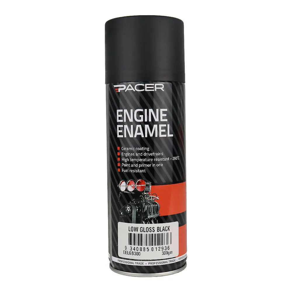 Pacer Engine Enamel Low Gloss Black 300Gm Aerosol High Temperature Spray Paint 1