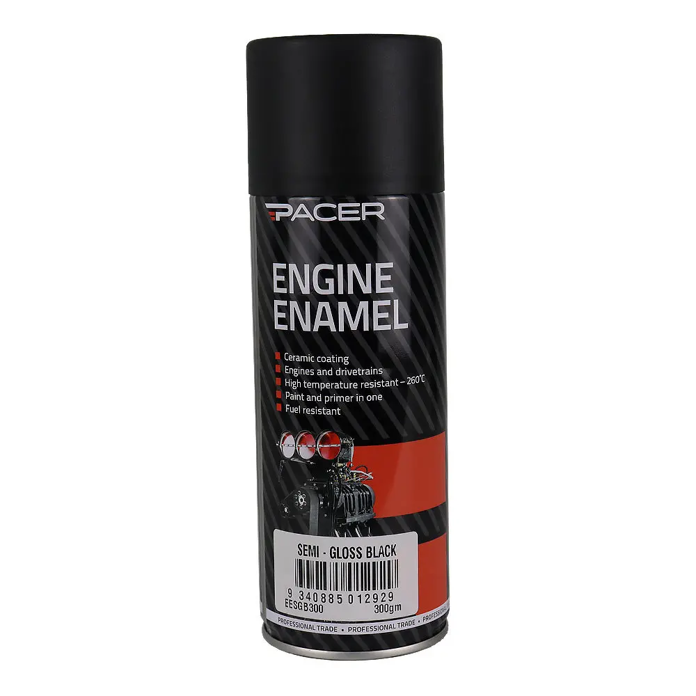 Pacer Engine Enamel Semi-Gloss Black 300Gm Aerosol High Temperature Spray Paint 1