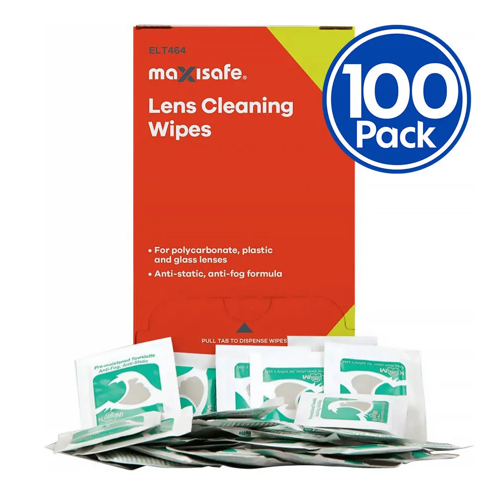 Maxisafe Anti Fog Lens Cleaning Wipes 125Mm X 200Mm X 100 Pack Micro Fibre 1