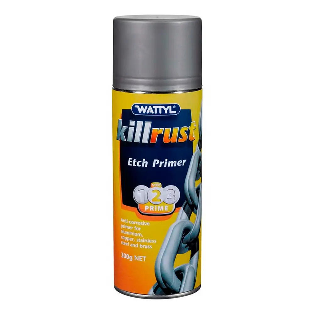 Wattyl Killrust Etch Primer Fast Drying Grey Aerosol 300G Anti Corrosive Epoxy 1