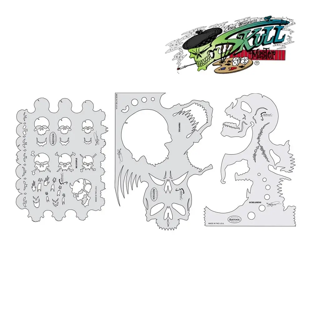 Anest Iwata Skull Master Set Of 3 Template Airbrush Design Stencil 1