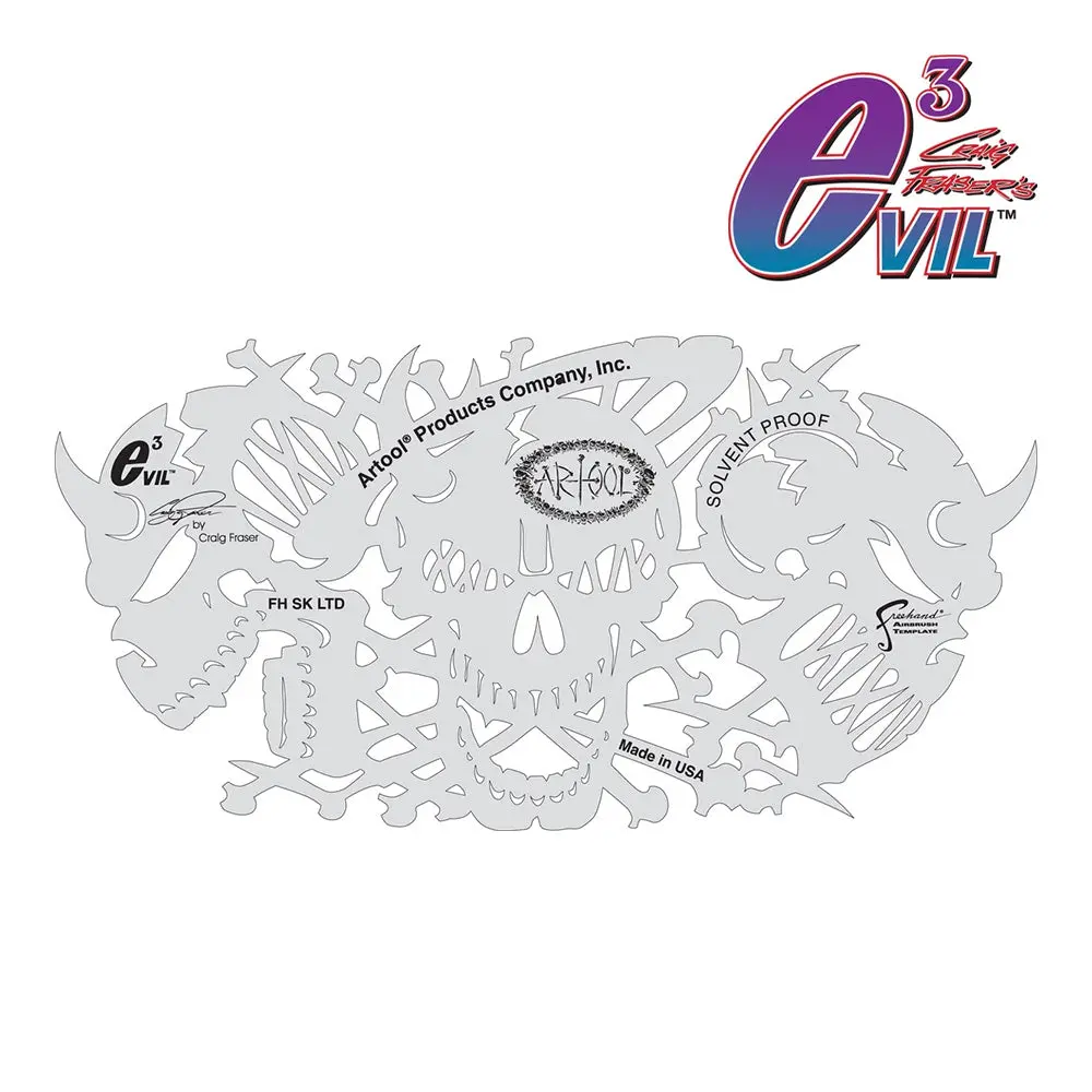 Anest Iwata Artool Evil 3 Template Set Of 4 Airbrush Design Stencil 1