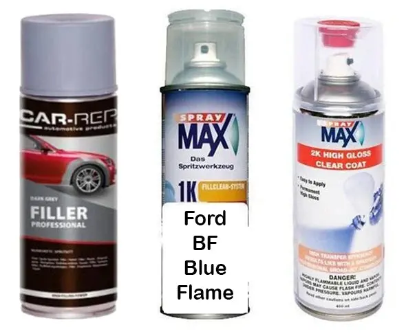 Auto Touch Up Paint Can For Ford Bf Blue Flame Plus 2K Clear Coat & Primer 1