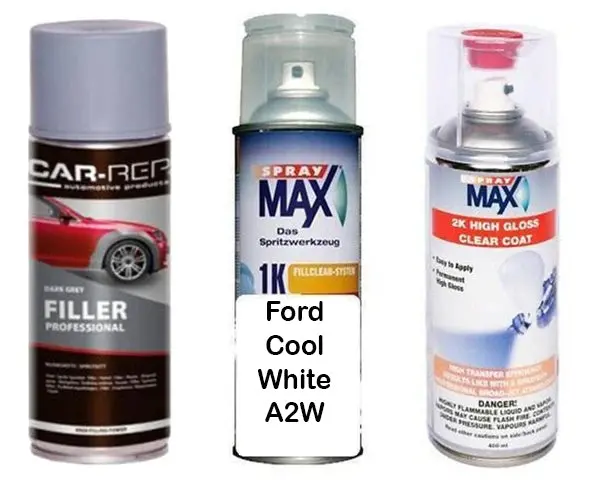 Auto Touch Up Paint Ford Cool White A2w Plus 2K Clear Coat & Primer 1