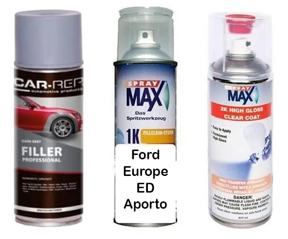 Auto Touch Up Paint Can For Ford Europe Ed Aporto Red Plus 2K Clear Coat & Primer 1