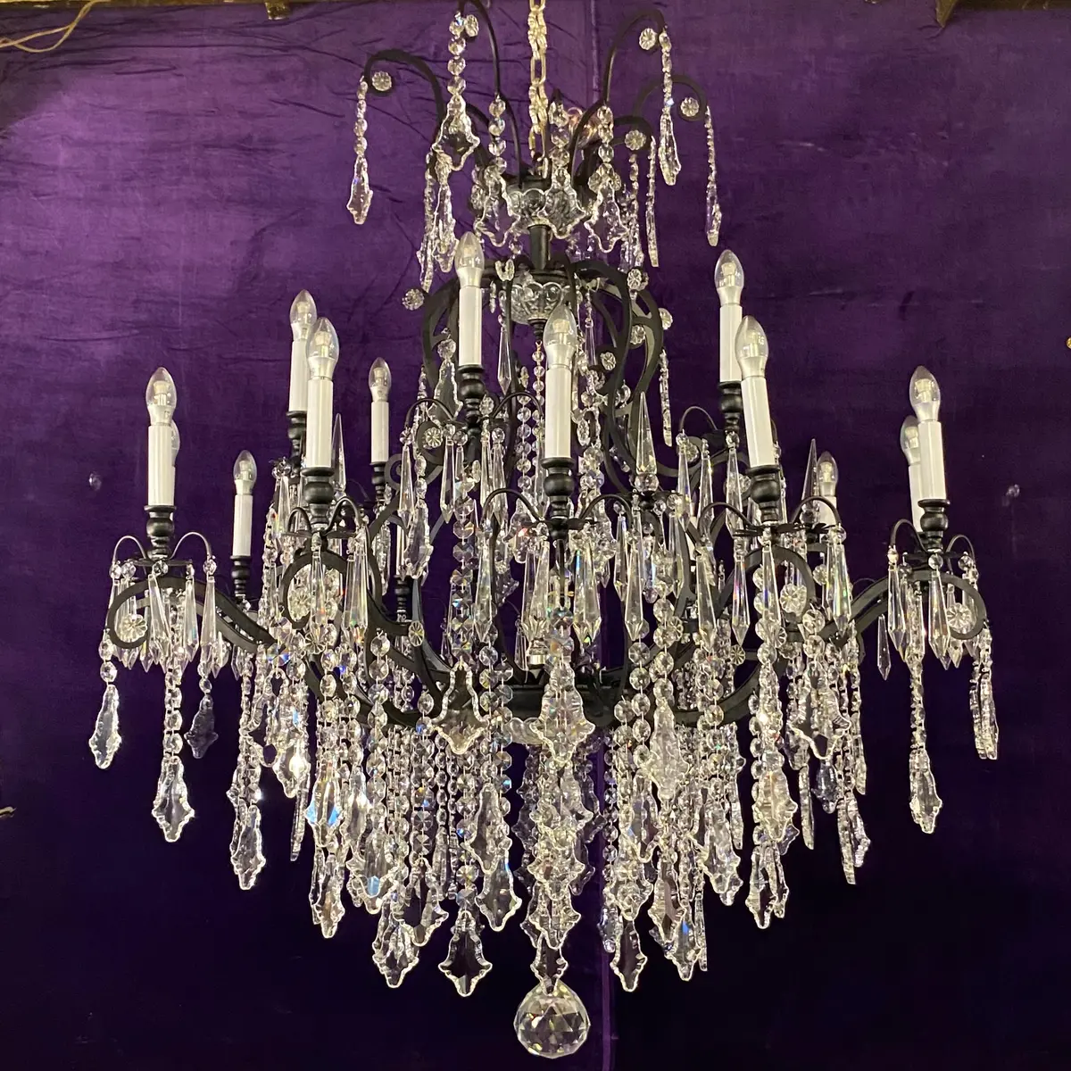 Extremely Large Matte Black Crystal Chandelier - Sold 2