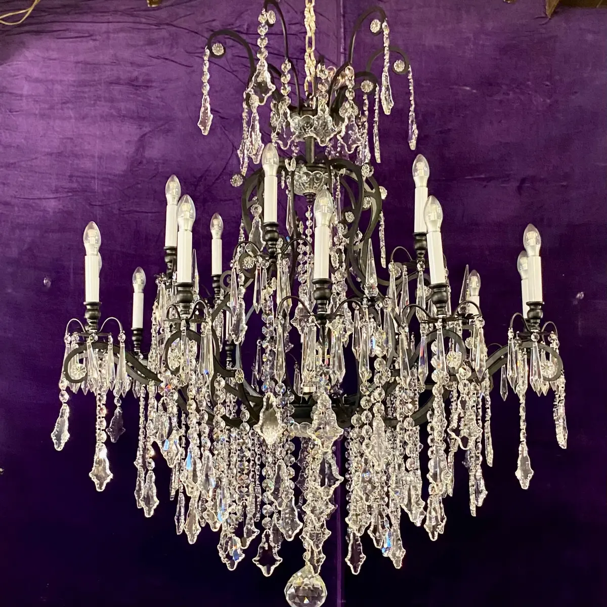 Extremely Large Matte Black Crystal Chandelier - Sold 1